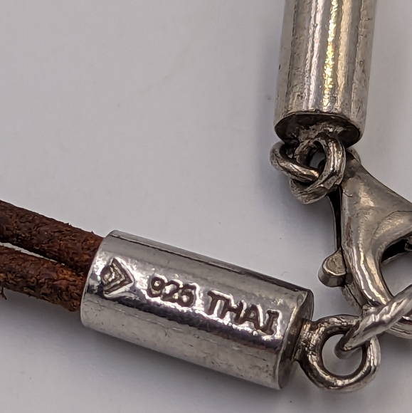 SILPADA 925 Silver Vintage Cubic Zirconia Open Flower Pendant on Leather cord - Picture 8 of 10